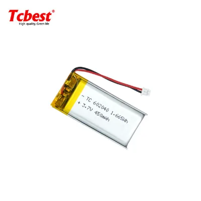 Good performance 602040 450 mAh lithium polymer rechargeable battery