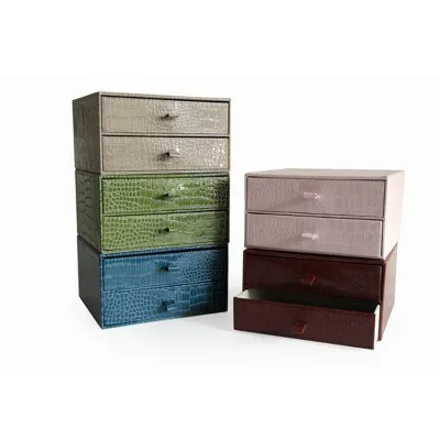 Croco Vintage Faux Leather Jewelry Storage Organizer Box