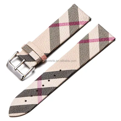 Genuine Leather Watch Band Calfskin Replacement Plaid Strap 14mm 16mm 18mm 20mm 22mm for Men and Women