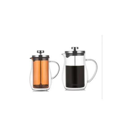 Double Wall High Borosilicate Glass French Press Coffee Maker Stainless Steel Filter Coffee Pot Household Tea Brewer
