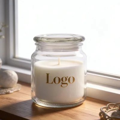 New Design Elegant Empty Round Transparent Household Candle Vessel 350ml 800ml Glass Candle Jar with Lid