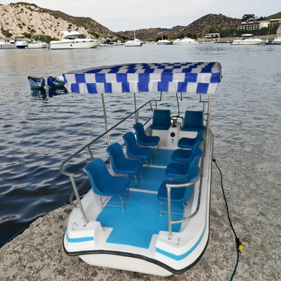 Electric Motor Boat Bus Car 10 Passenger Zoo Park River Loading Transport Ship Fiberglass Cabin Awning Seat