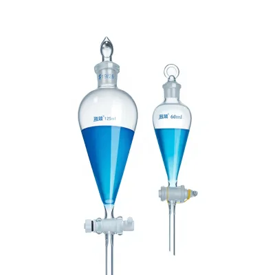 3000ml Borosilicate Glass Pear Shaped Separatory Squibb Funnel with Scale Joint 24/29 PP Lip PTFE Stopcock for Chemical Use