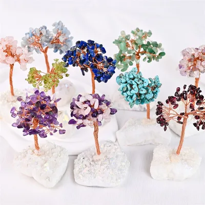 Wholesale Natural Crystal Money Tree Crystal Stones Cluster Chips Lucky Tree for Decoration and Sale