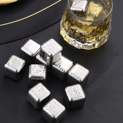 Hot Sale Quality Cooling Whisky Rocks Stainless Steel Wine Ice Cubes for Men Bar Whiskey Stones Metal Reusable Ice Cubes