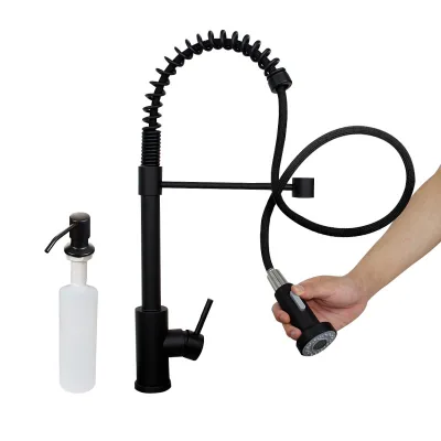 Kitchen Faucet with Pull Down Sprayer 60cm Extended Pull Out Hose 360 Degree Rotate Kitchen Tap with Soap Dispenser