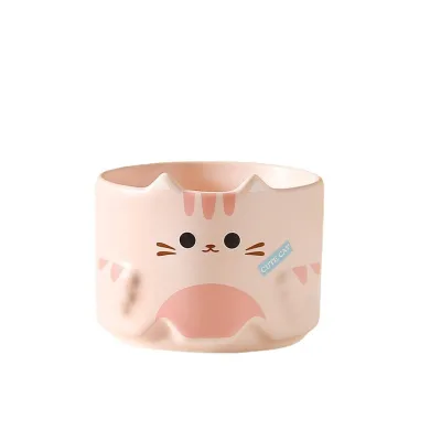 pink Cute Ceramic Cat Cup Cartoon Stacked Couple Water Cup for Kids