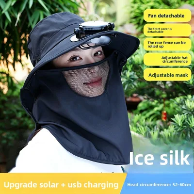Solar-Powered Breathable Foldable Adjustable Fan Hat Cap Unisex Summer Outdoor Sun Protection for Adults Charging Function