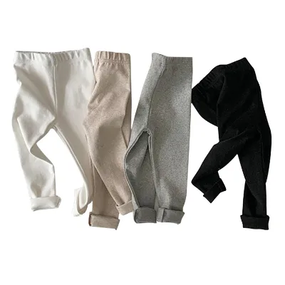 Korean Version Baby and Children's Clothing Autumn and Winter Children Wear Knitting Leggings Outside the Home Baby Pants