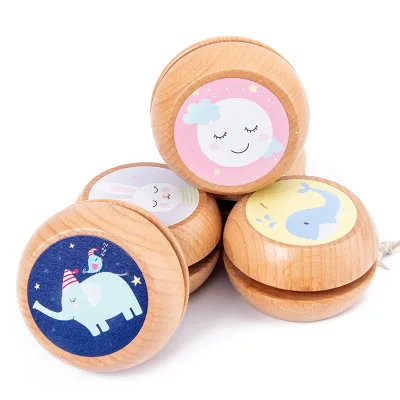 Wholesale Cartoon Yo-yo Ball Children Play Spinning Ball Toy Educational Toy Funny  Wooden Yo-Yo