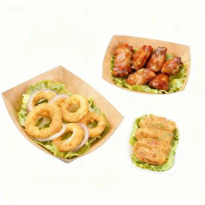 Reusable Eco-Friendly Food Grade Rectangle Paper Snack Container for Salad Sugar Commercial Catering Use