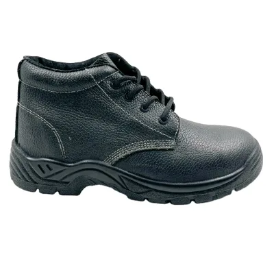 Black Leather Composite Toe Work Boots Oil Resistant Work Shoes Steel Toe Safety Shoes for Men