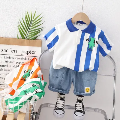 Cool Boys Summer Shorts Pant Suit Cute Cartoon 80-120cm Breathable Children's Clothing Denim Shorts Suit