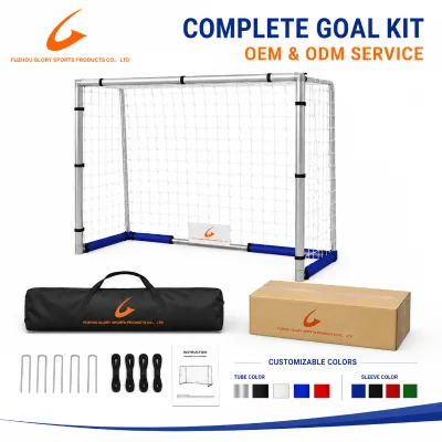 Portable Steel Soccer Goal Rectangular Foldable Football Net with Carry Bag for Youth Team Training