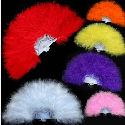 Folding Feather Hand Fan Wedding Favors Turkey Feather Fan for Cheap