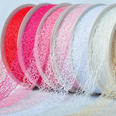 Cheap Satin Fabric Decor Mesh Ribbon Roll 10mm to 1500mm 100% Polyester Sheer Feature for Wedding Garment Decoration for Girls