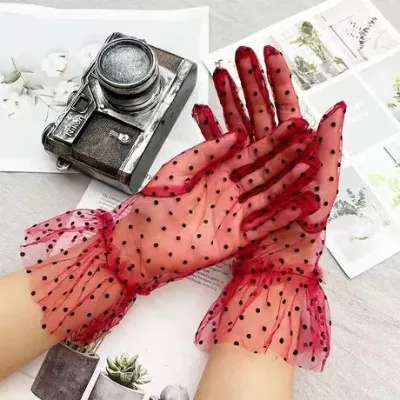Woman Mesh Lace Wedding Gloves Dancer Gloves