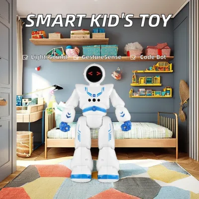 Smart Electronic Toy Educational Space Robot Remote Sensing Light Music Effects Battery Operated Diecast Plastic Cartoon Toy