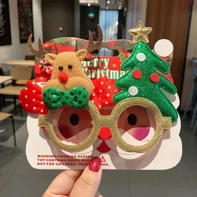 Christmas Glasses Frame With Card Party Decoration Adult Children's Toys Costume Eyeglasses Santa Claus Snowman Antlers Glasses