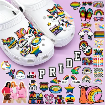 Customized Wholesale 2d Rubber Diy Clog Sandal Accessories rainbow Flag Trans Gender Shoes Decorations Women's Right Shoe Charms