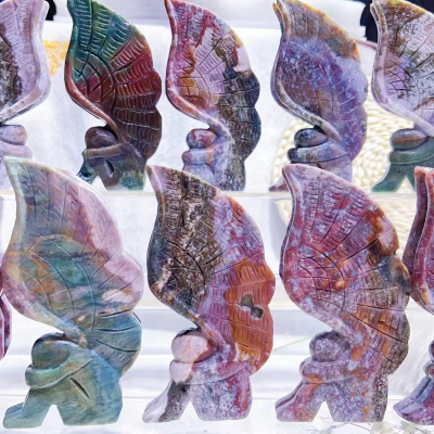 Wholesale Natural Crystal High Quality Marine jasper Carving Angel Statue Crafts