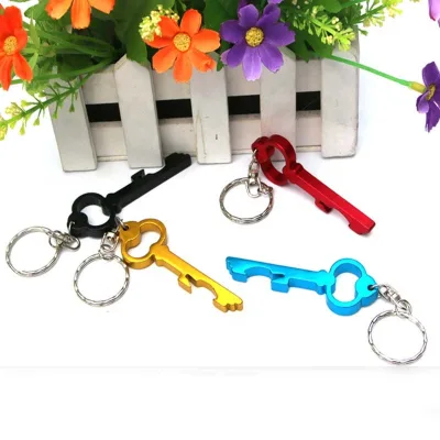 Aluminum Key Shaped Corkscrew Outdoor EDC Wine Beer Can Opener Durable Keychain Creative Keyring