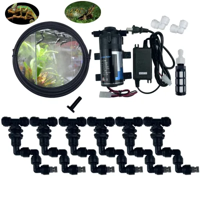 24V Micro Pump Misting For Reptile Animal Pet Spray Cooling For Indoor Glass Chamber With Adjustable Rotatable Slip Lock Nozzles