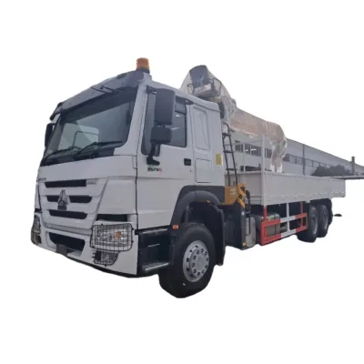 Factory Direct Supply HOWO 6*4 Heavy Duty Lifting Truck 25 Ton Hydraulic Boom Crane Truck Mounted Crane Cargo Flatbed Truck