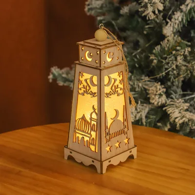 Hot Selling Ramadan Wooden LED Moon Light Muslim Festival Decorative Light Bedroom for Kareem Festival Atmosphere Light Ornament