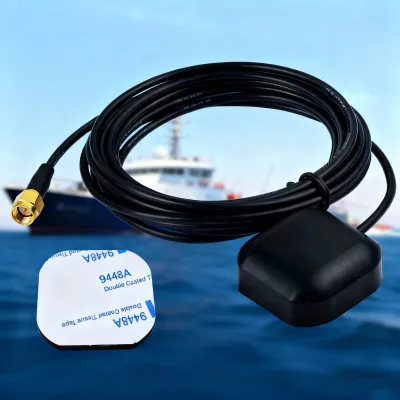 Waterproof Active GPS Navigation Antenna with SMA Male Connector 28dB Gain and 3M Cable for Car Stereo and GPS Tracker Locator