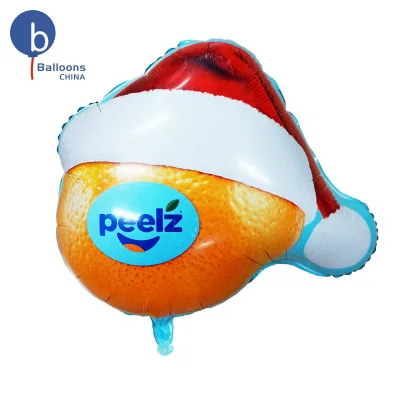 Custom Orange Christmas Hat Foil Balloons EN71 Certified Helium-Fillable Custom Shape for Party Decoration Advertising Brand