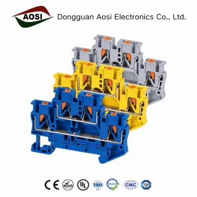 PTTB2.5 Direct Plug Type Double Layer Spring Combined Terminal Block Double Double Out DIN Rail Electrical Wiring Terminal Strip