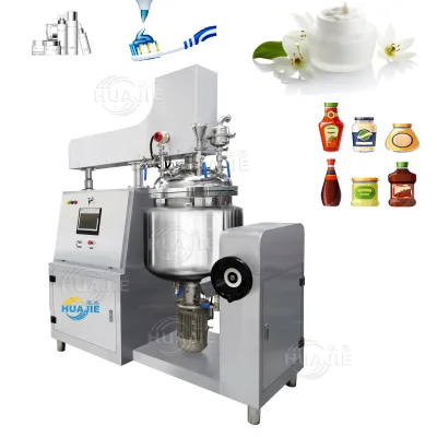 HUAJIE Mayonnaise Cosmetic Cream Production Mixing Emulsifier Machine PlantVacuum MixingMachine Cosmetics Cream Making Equipment
