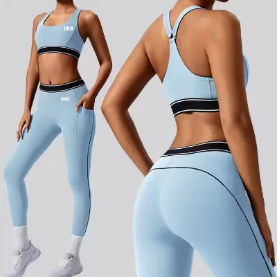 New Stretch Fitness Fashion Yoga Suit With Chest Pad Two-piece Sports Yoga Suit for Women