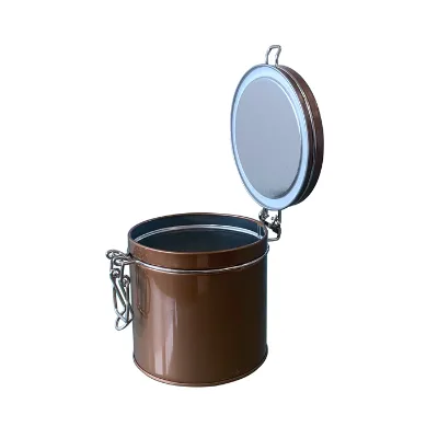 High Quality Custom Printing Round Tin Box with Hinge Lid for Loose Tea or Coffee Bean Packaging