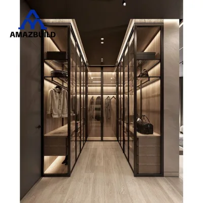 AMAZBUILD Customized U Shape Wardrobe Clothes Cuboard Wardrobe Bedroom Furniture Design Made in China
