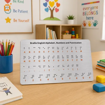 Custom Numbers and Punctuation Sign for Blind ADA Compliant Tactile Raised Plaque for Public Building Office Hospital Wayfinding