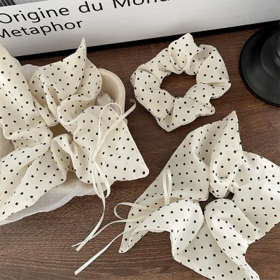 Elegant Polka Dot Hair Scrunchie for Women and Girls - New AITONG Scarf Style Hair Accessory