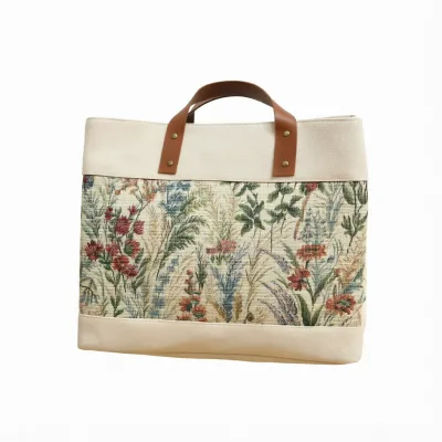 Hemp Fabric Shopping Bag, Moisture-Resistant Large Composite Simple Modern Handbag Yellow Bag