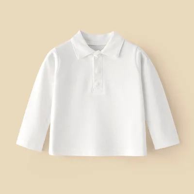 2026 Premium 100% Cotton Knitted Infant Tops Long Sleeve Toddler Shirt with Buttons Minimalist Newborn Unisex T-Shirt Basic Wear