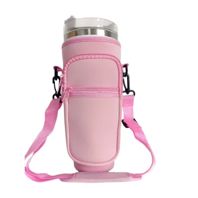 Hot Sale 40 OZ Shoulder Strap Tumbler Cup Water Bottle Carrier Crossbody Sling Holder Bag With Zipper Phone Pocket