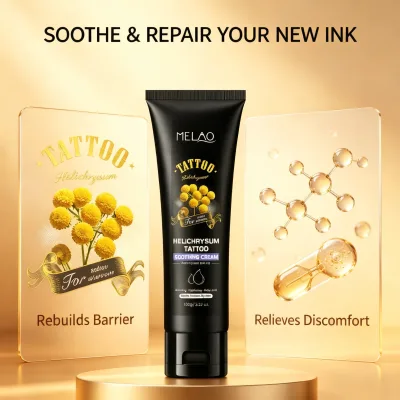 Melao Helichrysum Tattoo Soothing Cream Cooling Aftercare Lotion for Post-Tattoo Recovery Hydrating Tattoo Cream