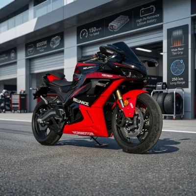 High Performance 8000W Water Cooled E Motorcycle 150km/h Top Speed 250km Mileage 200/55-17 Rear Tyre