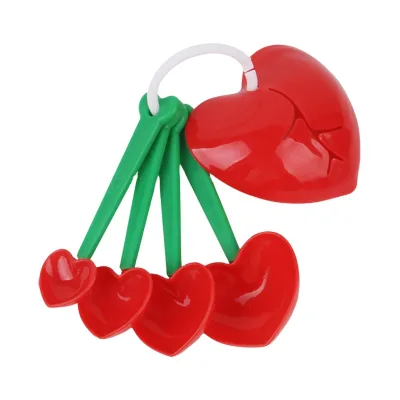 WDD544 Kitchen 5 Pieces Plastic Heart Shape Measuring Scoop Home Use Mini Spoon Coffee Milk Powder Flavoring Measuring Spoons