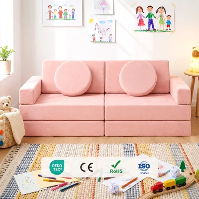 Custom 10 Pieces Kids Play Couch Modular Foam Sofa for Children's Playroom Montessori-style Oeko-Tex Certified