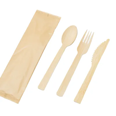 ECOLIFE Eco-Friendly Disposable Compostable Biodegradable Bamboo Cutlery Set Classic Design Including Knives Forks Mirrors for