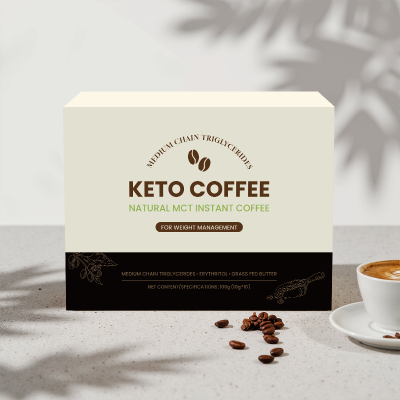 Organic Arabica Keto Coffee with MCT Oil Roasted Coffee Bean for Intermittent Fasting Box Packaging
