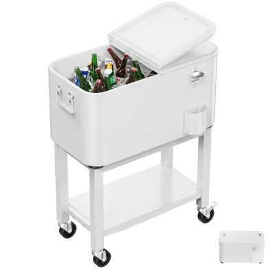 Unique Style Custom Modern Metal Rolling Cooler Cart Large Capacity 60L 60QT Portable Cans Storage Event Party Ice Cooling