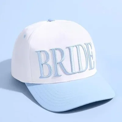 Wholesale Women Bride Letter Embroidered Cotton White Blue Custom Baseball Cap