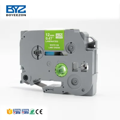 Compatible Brother Laminated Label Tapes TZe-MQG35 White on Lime Green Standard Adhesive Tape 12mm for Label Printer